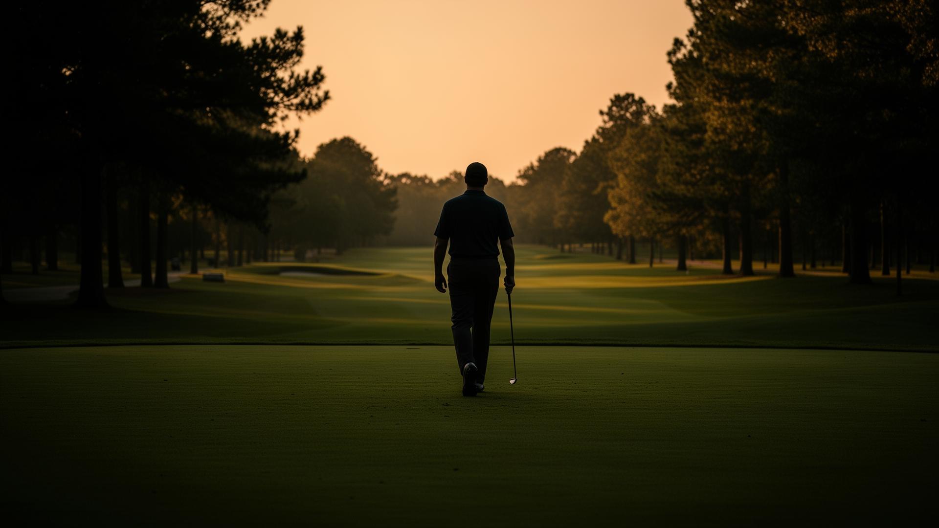 Golfista al amanecer